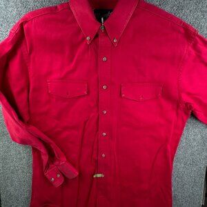 VTG Wrangler Red Long Sleeve Button Up Shirt X Long Tails 16.5 34 Cotton Men